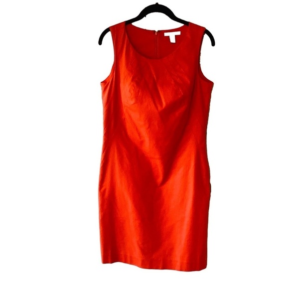 Banana Republic Factory Sleeveless Orange Diagonal Seam Knee Length Dress 6 - Picture 1 of 10